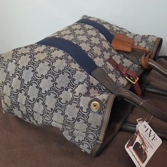 Celine 1980's Vintage Ultra Rare Collectors Piece Canvas/Leather expandable tote - Picture 9 of 17